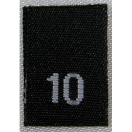 Sean Label 250pcs BLACK WOVEN SEWING CLOTHING LABELS, SIZE TAGS - SIZE 10 - TEN