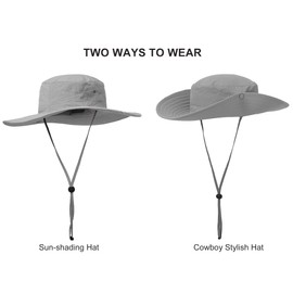 Surblue Wide Brim Boonie Hat Fishing Sun Hat for Men and Women UPF50+ Sun Cap Outdoor Bucket Mesh Breathable Foldable Cowboy Hat for Hiking Camping Gardening