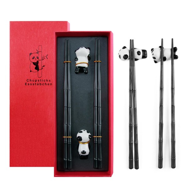 2 Pairs of Panda Sushi Chopsticks Set, 2 Pairs Bamboo