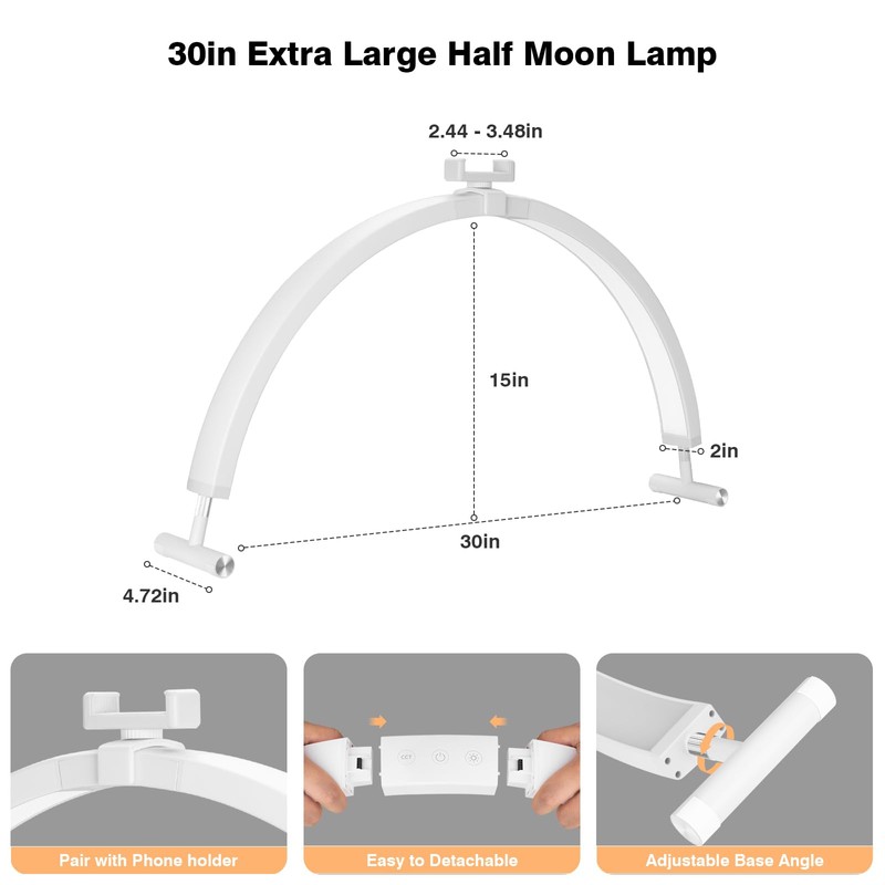 Mznoo Half Moon Light for Nail Desk wtih Phone Holder,