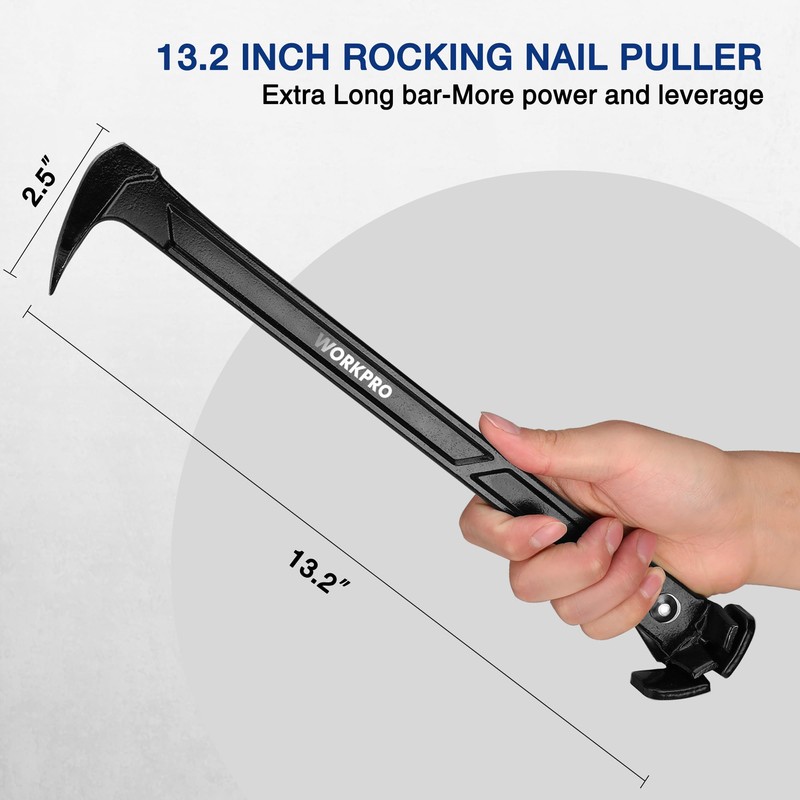 WORKPRO 13" Nail Puller, Cats Paw Pry Bar, Nail Remover