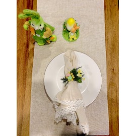 Easter Spring Napkin Rings With Pink, Green, Blue & Yellow Bunnies, Spring floral napkin rings - Set of 6