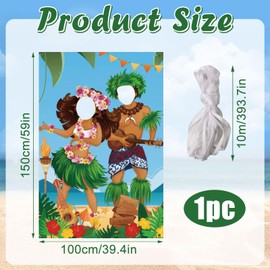 Funny Luau Couple Face Game Banner, Summer Hawaiian Party Photo Booth Prop Accessories, Luau Party Decoration Hawaii Photo Backdrop, Party Decoration Hawaii Photo Backdrop Photo Banner, Hawaiian Aloha