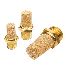 Beduan 3 Pcs Pneumatic Brass Exhaust Muffler Filter, 3/8" Male Thread Hex Sintered Silencer Air Line Fitting