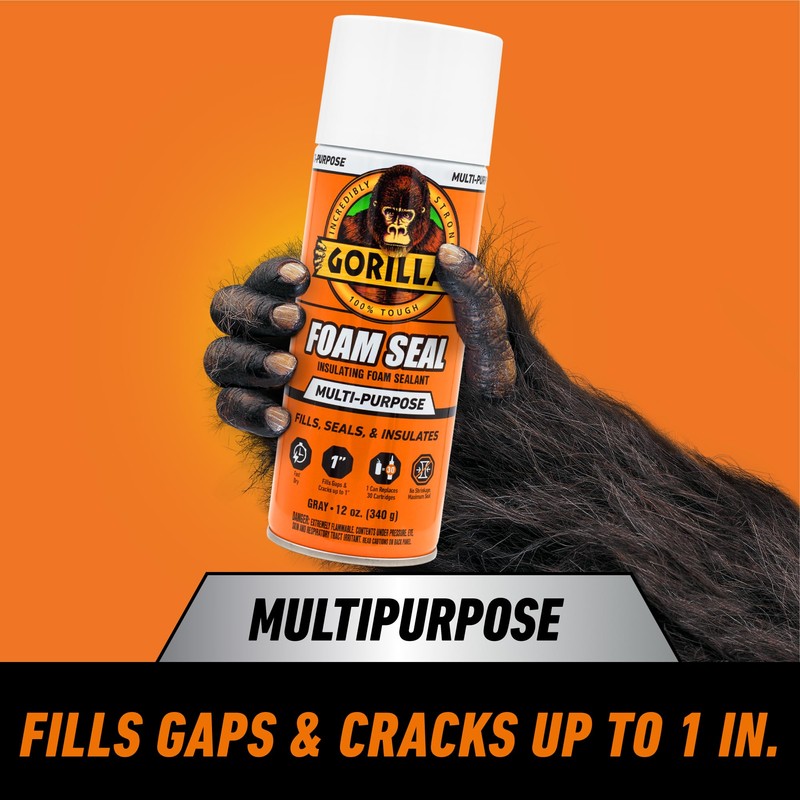 Gorilla Spray Foam Sealant, Light Gray Color, 12 Ounce (Pack