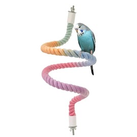 Bird Rope Perch, Bird Spiral Rope Swing Toy Flexible Bird Cage Accessories for Parrots Cockatiels Conures Budgies Love Birds