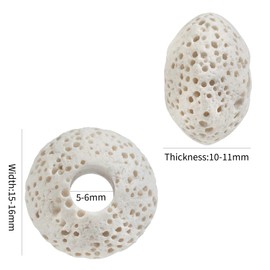 KYEYGWO Pack of 50 Lava Stone Rondelle Beads for Jewellery Making, Volcanic Rock, Large Hole Loose Beads Spacer, European Stone Beads, Healing Stone, Hair Beads for DIY Design and Bracelet, White