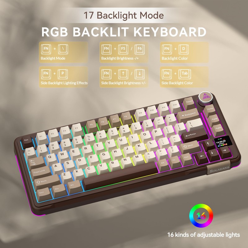 SOLAKAKA A75 PRO 75% Wireless Mechanical Keyboard with Screen and