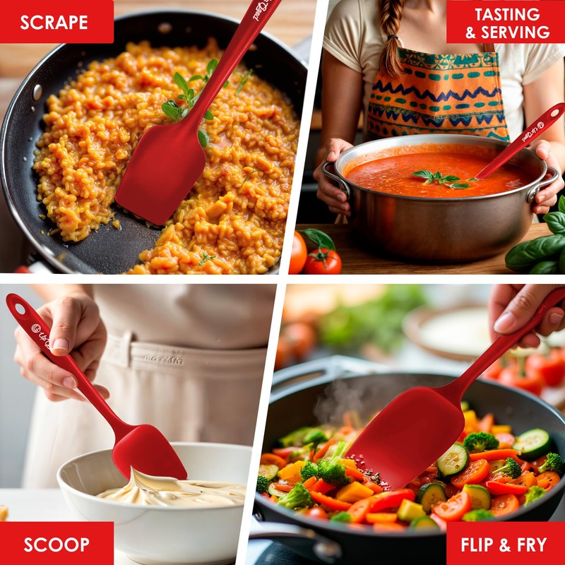 Silicone Spoon Spatula - 600ºF Heat-Resistant Non-Stick Rubber Spoonula |