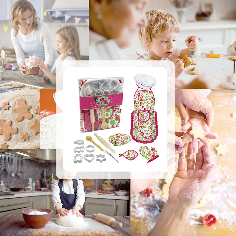 Kids Cooking and Baking Set 15 PCS with Chef Hat