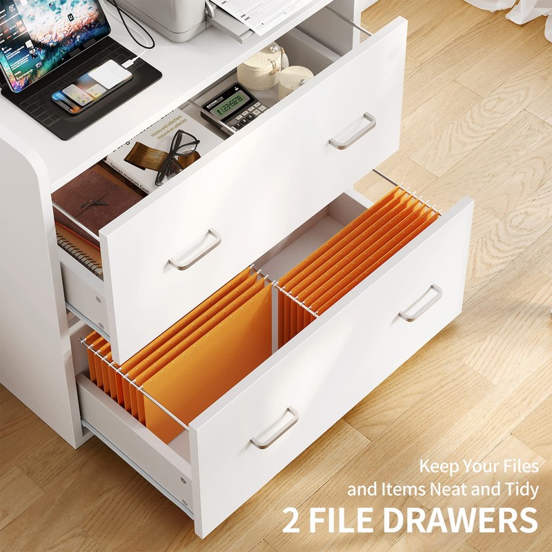 YITAHOME 2 Drawer File Cabinet with Charging Station, Lateral Filing