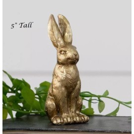 New FARMHOUSE GOLD BUNNY SITTING 5" T Mini Rabbit Cottage Vintage-Look 2" W