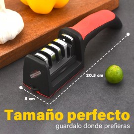 J.H. Company Afilador De Cuchillos Cocina Ergonómico 3 Etapas Manual 4068
