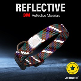 JC HOUSE Reflective Dog Collar, Neck 12’’-20’’, Adjustable Soft Nylon Collar with Safety Lock for Medium, Large Dogs, Orange, M