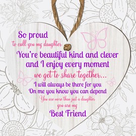 Pixie's Gifts Heartfelt Daughter Gift - Beautiful Wooden Heart Plaque for Your Beloved Daughter - Sentimental Keepsake for Birthdays, Mother-Daughter Bond, and Special Occasions