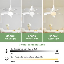20.5'' Socket Fan Light with Remote Ceiling Fans with Lights 3 Colors 3000K-6500K 2000 Lumens Screw in Ceiling Fan in Light Socket Light Bulb Fans for Bedroom Living Room Kitchen Garage (White)