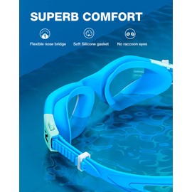 ZIONOR Swim Goggles, G1 SE Swimming Goggles Anti-fog for Adult Men Women (B3-Clear Lens Blue Frame)