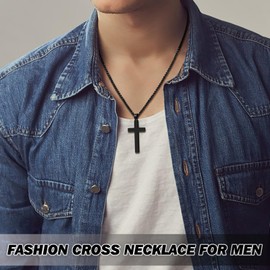 PINKDODO Mens Cross Necklace for Men Baptism Christening Religious Christian Catholic Gifts for Him Mens