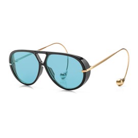 Kenailw Oversized Aviator Sunglasses for Women, Fashion Large Big Frame Sun Glasses 2025 Designer Ladies Shades (A2-Black Frame Blue Lens)