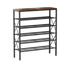 MILEFA 6 Tiers Shoe Storage Organizer, Large Capacity Shoe Shelf Holds 24 Pairs of Shoes, Durable and Stable, Adjustable Metal Shelf Stackable Shoe Shelf for Entryway, Hallway, Living Room, Closet