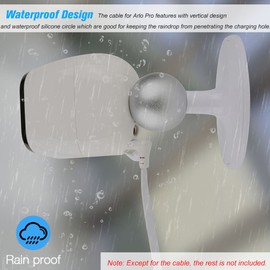 9M/29.5ft Charging Power Cable Fits for Arlo Pro, Arlo Pro 2, Arlo GO, Arlo Light Weatherproof Indoor/Outdoor Flat Cable Aluminium Alloy Micro USB Cable Charging/Power Cord without Plug, 1 Pack (White)