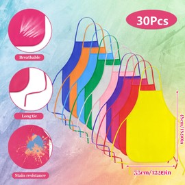 KUUQA Kids Aprons for Art - 30 Pack Painting Smocks, Classroom & Party Supplies