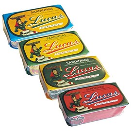 Luças Portuguese Sardines in Olive Oil - Pack of Four 4.23oz Cans - Variety Pack of Four Flavours - Product of Portugal