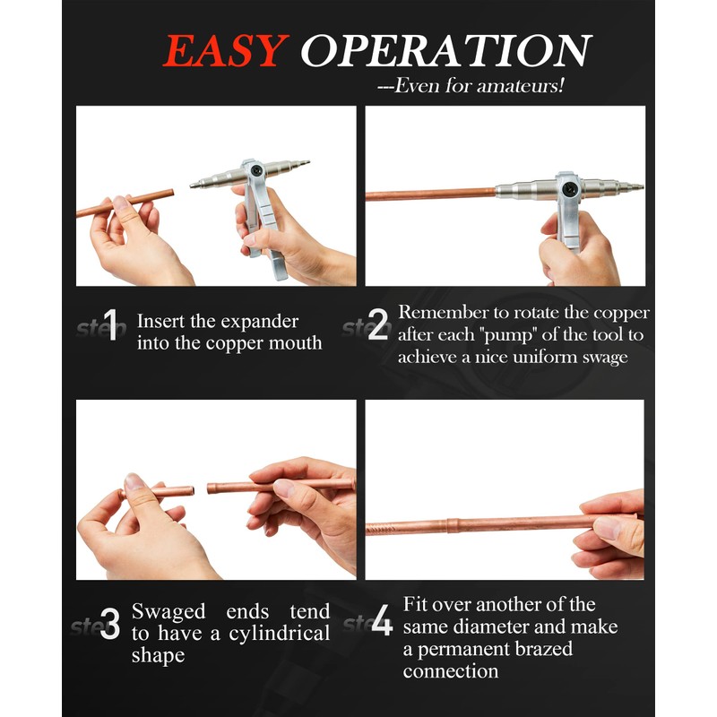 Wisscool Swaging Tool Pipe Tube Expander Hand Expanding Tool Refrigeration