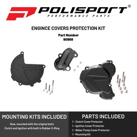 Polisport Engine Covers Protection Kit KTM EXC/XC-W 250/300 (2017-22). OEM Quality with Superior Fit, Flexibility, and Durability