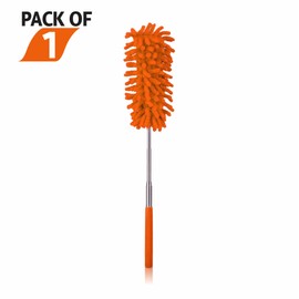 Telescopic Duster Microfibre Dusting Brush With Telescoping Pole Fluffy Extendable Feather Duster Cobweb Brush Multifunctional Cleaning Equipment Home Accessories Assorted Colours 24cm X 5cm (1Pc)