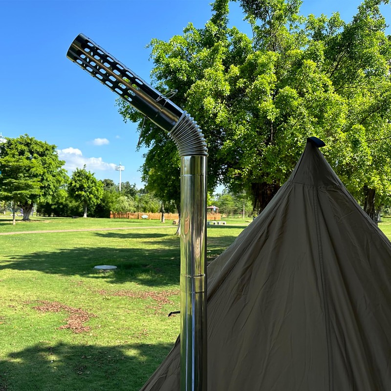 2個 45度 ステンレススチール 煙突チューブ 2.36インチ キャンプテントストーブ用