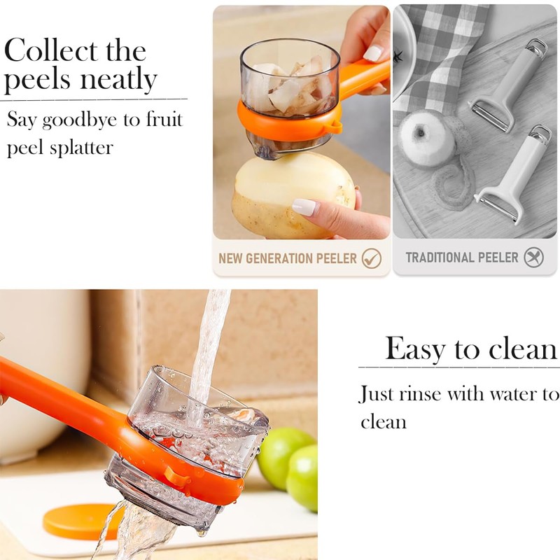 2PCS Peeling Knife with Container,Double-Sided Stainless Steel Multifunctional Kitchenware Set,Vegetable