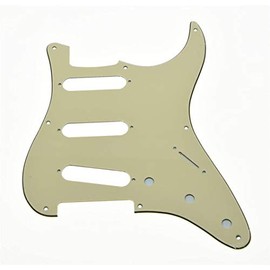 Dopro 8 Holes Vintage Strat SSS Guitar Pickguard ST Scratch Plate Suitable for USA/Mexican Fender Strat Aged White 3-Ply