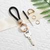 Braided Leather Key Ring, Car Key Ring with Rhinestones, Unisex