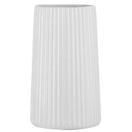 White Ceramic Vase for Flowers, Large Modern White Vase for Home Decor, Decorative Vase for Living Room, Office, Mantel, Bookshelf, Dining Table, 8 inches