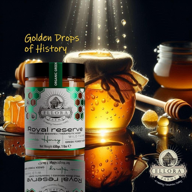 Ellora Farms Organic Greek Honey, Wild Thyme, Raw Unfiltered, Preservative