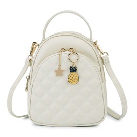 Mini Backpack Purse,VONXURY Fashion Quilt PU Leather Small Convertible Backpack for Women and Girls (Beige)