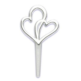 Silver Double Hearts Wedding Cupcake Topper Picks - Set of 12