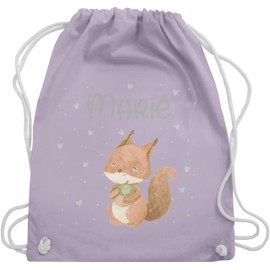 Geschenk mit Namen personalisiert by Shirtracer - Gym Bag Backpack - Animals - Squirrel Squirrel, 06 Pastel Purple, Unit size