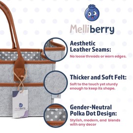 Melliberry Baby Diaper Caddy Changing Table Organizer - Baby Basket Diaper Caddy Organizer with Handle - Basket for Nursery with Changing Pads & Storage