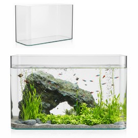 3 Gallon Ultra Clear Glass Fish Tank, Rimless Curved Edge Small Aquarium – Thermal Bending Technology, Low Iron Glass Desktop Tank for Betta, Goldfish, Shrimp & Aquatic Plants