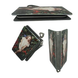 Sublimation Wallet Women's Zipper Card Holder Storage Bag Double Side Bank Leather Women's Travel Clutch Wristband DIY Craft (Grey Double Side Blank)