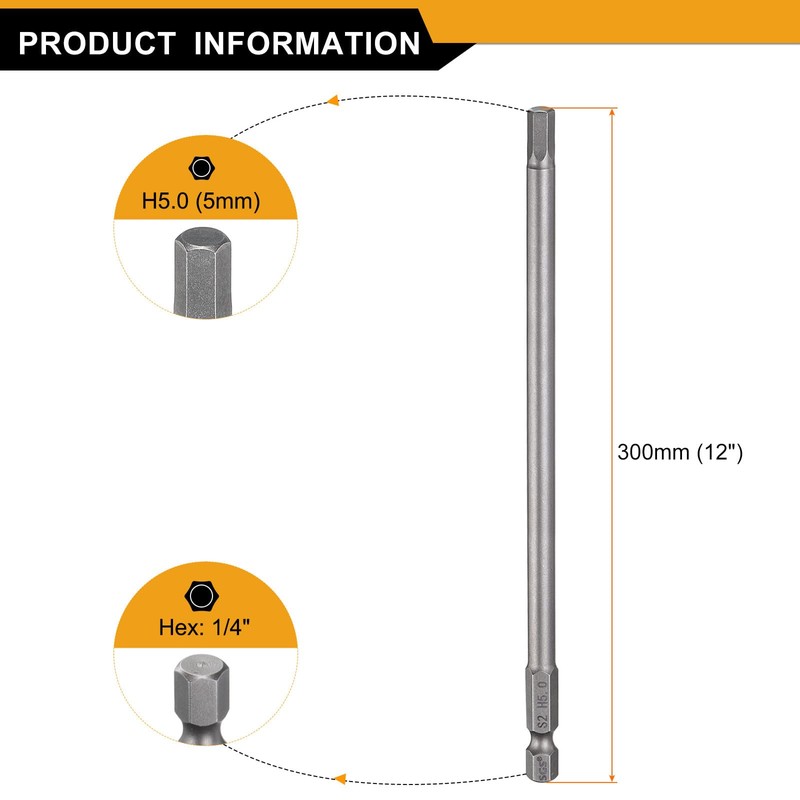 HARFINGTON H5.0 Hex Head Drill Bit Wrench 5mm Metric Flat