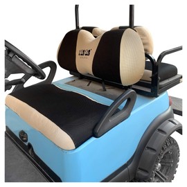 10L0L Front Rear Golf Cart Seat Covers for Yamaha G29 Drive, Club Car Precedent, Carryall, Tempo, Onward and Star EV, Made w/ 3D Air Mesh Polyester Fabric Breathable Washable - Black