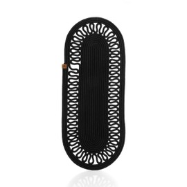 Modern Natural Jute Woven Table Runner, Braided Coffee Table Runner, Oval Table Runner for Dining Table or Patio (Black)