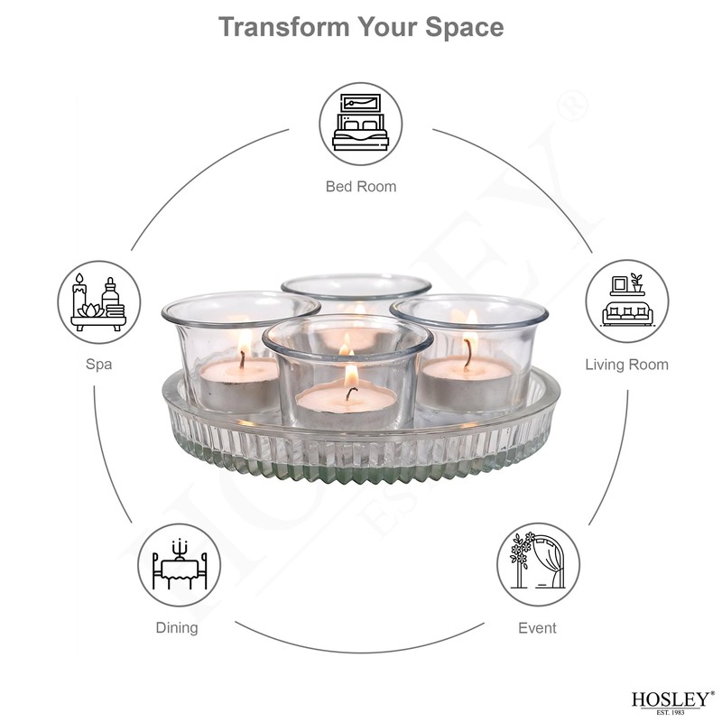 Hosley 2.5 Inch Diameter Clear Glass Oyster Tea Light Holders