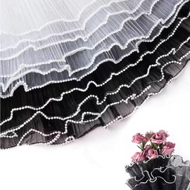 ArrErr 8 Yard Flower Wrapping Paper with Pearl Lace Translucent Wrinkled Flower Wrapping Mesh Paper for Floral Bouquet Wrapping Florist Supplies Funeral Wedding Birthday Gift Party Favor Packaging