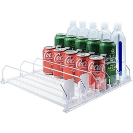 Drink Organizer for Fridge-White Automatic Pusher Glide,12oz 16oz 20oz-Soda Dispenser for Fridge-Holds up to 25 Cans