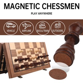 15" Magnetic Chess Set with Foldable Board & Travel Bag - Professional Wooden Chess Game for Adults/Kids, Luxury Storage Bag - Perfect Christmas/Birthday for Men, Dad