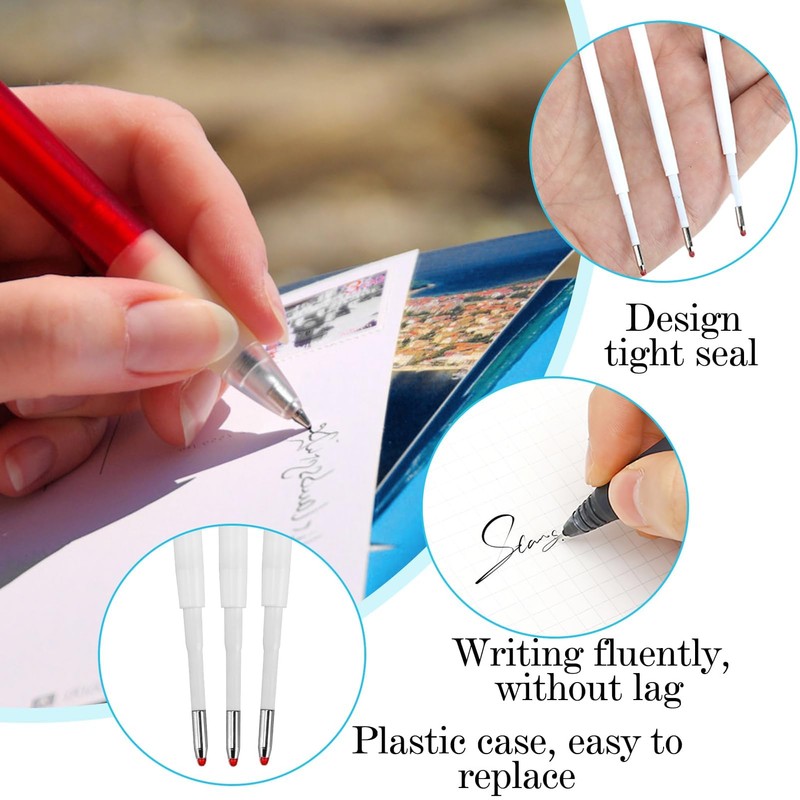 30 Pcs Ballpoint Pen Refills, Replaceable Retractable Black Ink Ballpoint